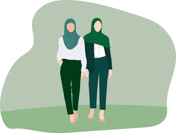 Muslimky Hijabs Kancelářské Oblečení Venku Hidžáb Módní Ilustrace Emirati Den — Stockový vektor