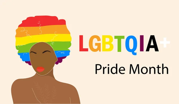 Renkli saçlı bir kadın. LGBT Gurur Ayı. gökkuşağı bayrağı.