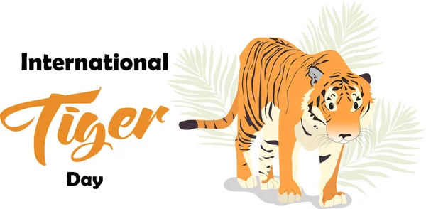 Hari Harimau Internasional Juli Banner Atau Poster Dengan Latar Belakang - Stok Vektor