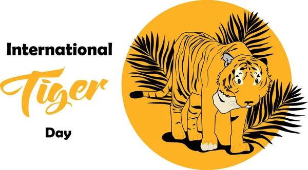 Hari Harimau Internasional Lenyap Dalam Warna Kuning Dan Hitam Simpan - Stok Vektor