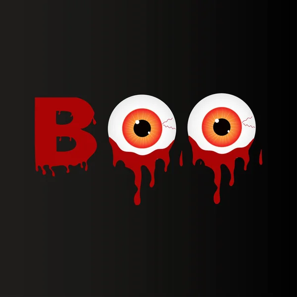 Boo, bloody eyes. Halloween lettering, poster design template, vector illustration