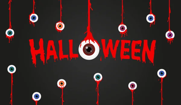 Happy Halloween Text Banner Eyes Vector Illustration — Vector de stock