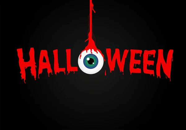 Palabra Halloween Con Ojo Ensangrentado Plantilla Para Banner Halloween Plakard — Archivo Imágenes Vectoriales