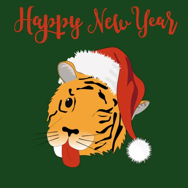 Glückliche Chinesische Neujahrs Grußkarte 2022 Mit Niedlichem Tiger Vektorillustration — Stockvektor