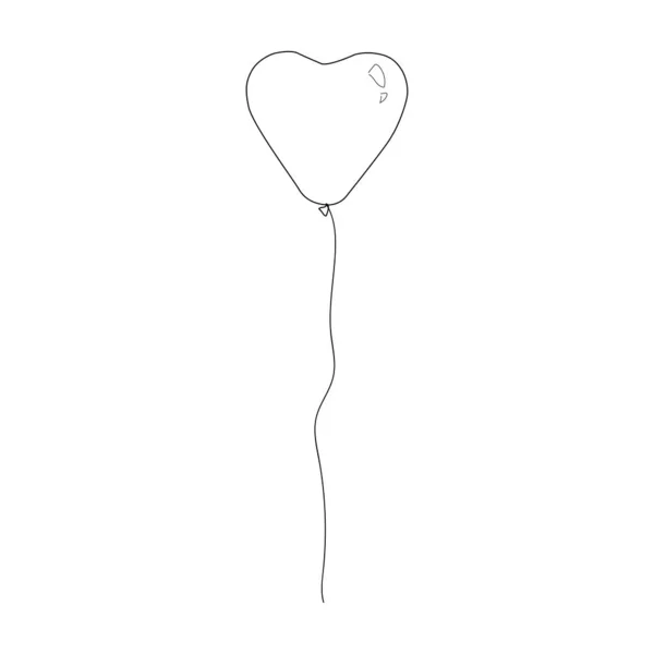 Μπαλόνι Σχήμα Καρδιάς Εικονογράφηση Διανύσματος Περίγραμμα — Διανυσματικό Αρχείο