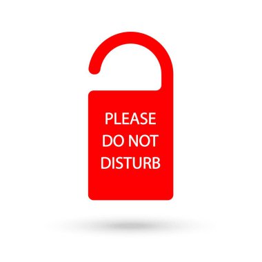 Rahatsız Etmeyin İşareti - Kırmızı Otel Kapı Uyarı İletileri beyaz arkaplanda izole edildi