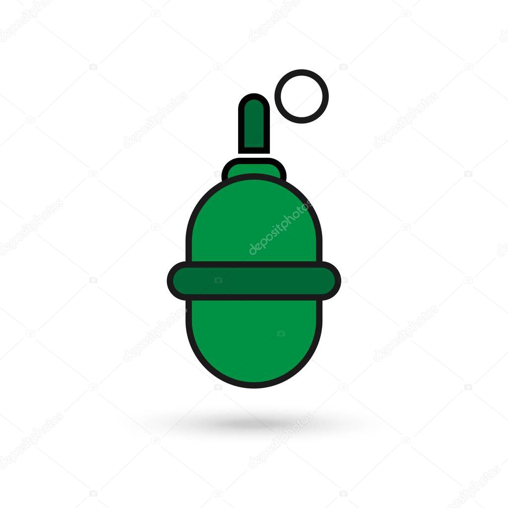 Green Grenade icon vector, filled flat sign, solid pictogram isolated on white. Frag symbol