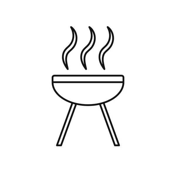 Barbecue Icône Ligne Grill Dans Design Style Plat Illustration Vectorielle — Image vectorielle