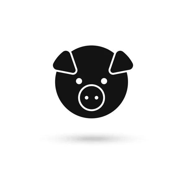 Icono Negro Cerdo Cara Cerdo Ilustración Vectorial — Vector de stock
