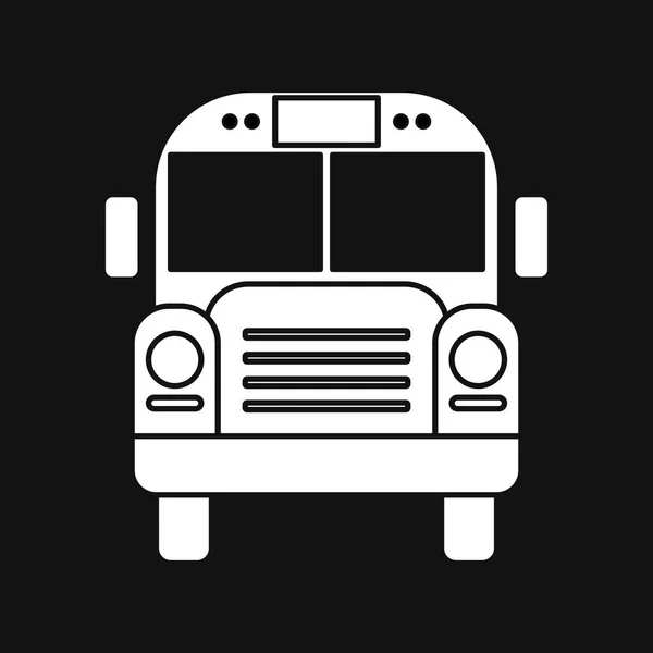 School Bus Icon Flat Style Autobus Vector Illustration Isolated Black — Stock Vector