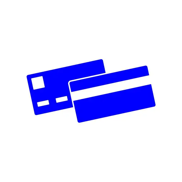 Icône Web Carte Crédit Ligne Couleur Bleue Signe Style Plat — Image vectorielle
