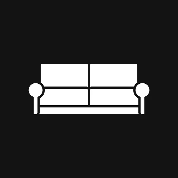Luxusní Sofa Ikona Izolované Černém Pozadí Gauč Obýváku Plochý Design — Stockový vektor