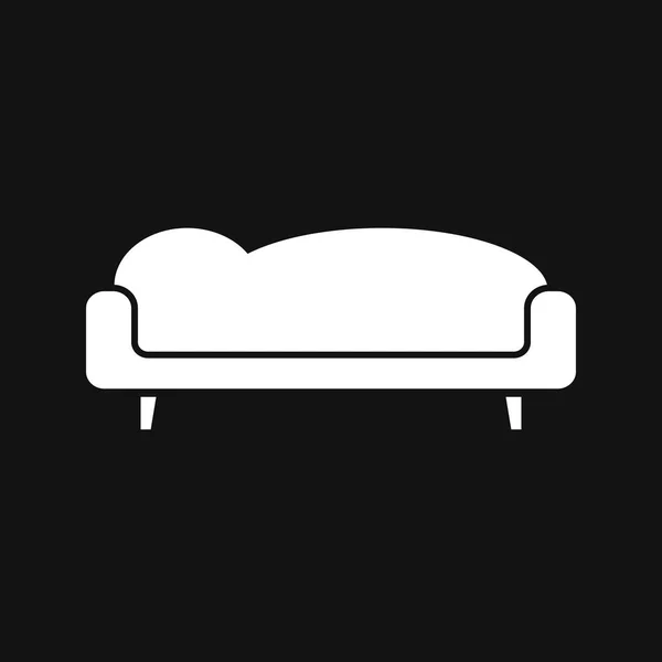 Retro Sofa Icon Couch Living Room Flat Design Isolated Black — Stock Vector