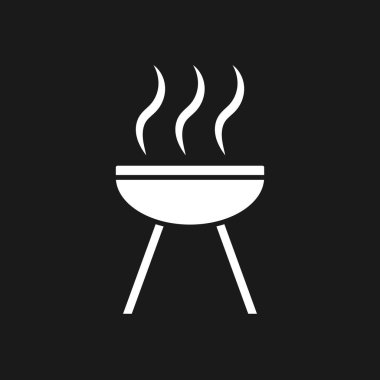 Düz stil mangalda barbekü ikonu. Vektör grafik çizimi. Web sitesi tasarımı, logo, uygulama ve ui için uygun. Siyah arkaplanda izole