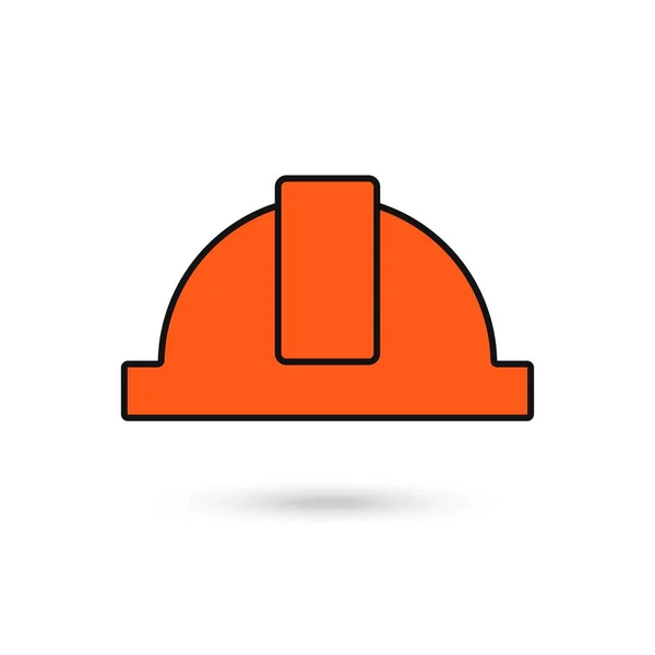 Werk Alleen Een Helm Teken Constructie Oranje Helm Lijn Pictogram — Stockvector