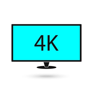 Mavi 4k TV Vektör Ekranı. UHD işareti. Ultra HD çözünürlük biçimi. İzole Resimler