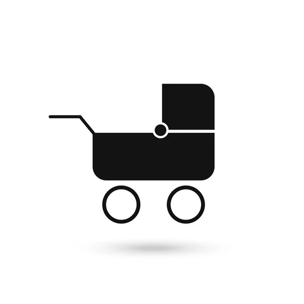 Baby Kinderwagen Buggy Kinderwagen Kinderwagen Radsymbol Flache Bauweise — Stockvektor