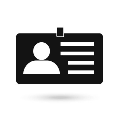 Kimlik kartı vektör simgesi. Çalışan Kimlik Kartı mobil konsept ve web tasarımı için düz tabela doldurdu. Kimlik kartı simgesi. Sembol, logo illüstrasyonu.