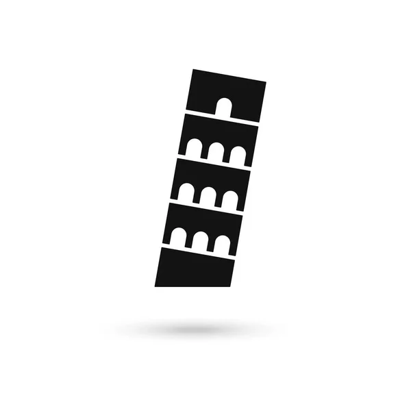 Μαύρο Εικονίδιο Του Πύργου Της Πίζας Επίπεδο Στυλ — Διανυσματικό Αρχείο