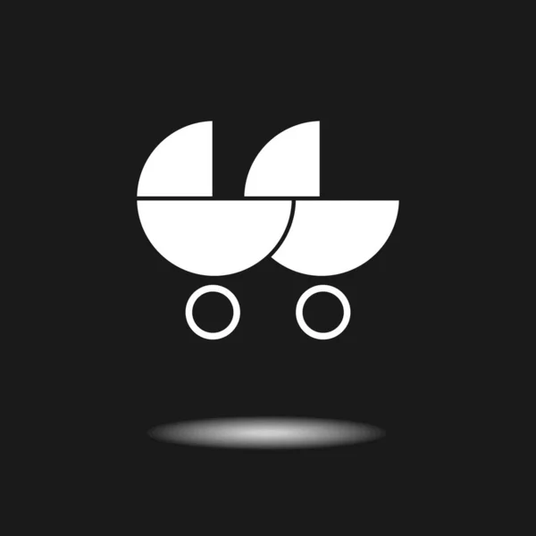Kinderwagen Flaches Design Symbol Isoliert Auf Schwarzem Hintergrund — Stockvektor