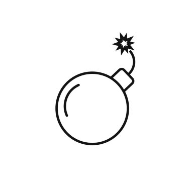 Düz stil yanan fitili olan bomba simgesi.