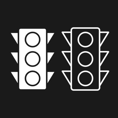 Led Modern Sokak Trafik Işıkları Simgesi, Siyah ve Beyaz Simgesi