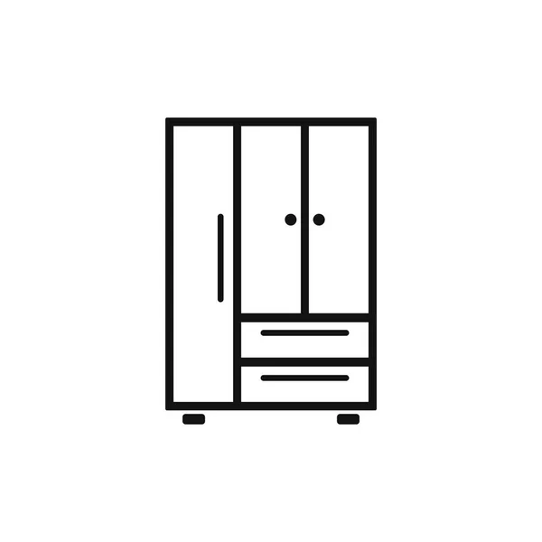 Cupboard Wardrobe Furniture Flat Design Icon Bedroom Furniture Single Icon — Stock Vector