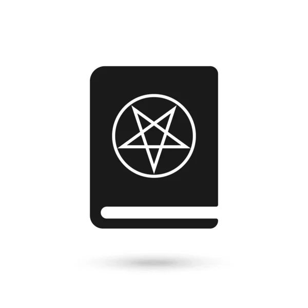 Book Pentagram Solid Icon Satan Book Web Vector Illustration Isolated — Stock Vector