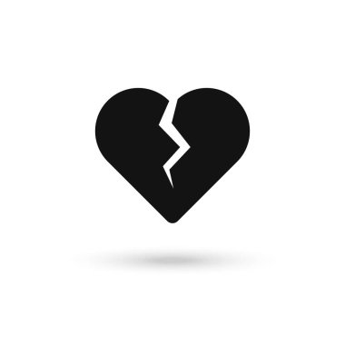 Kırık kalp ikonu vektörü, aşk sembolü. Web ve mobil uygulama için modern düz vektör çizimi