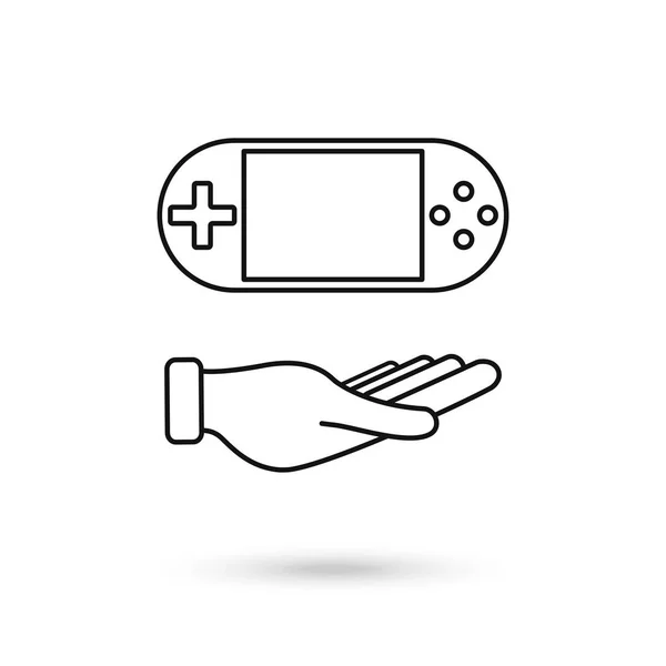 Hand Holding Portable Video Game Console Vector Icon Flat Vector — Stock Vector