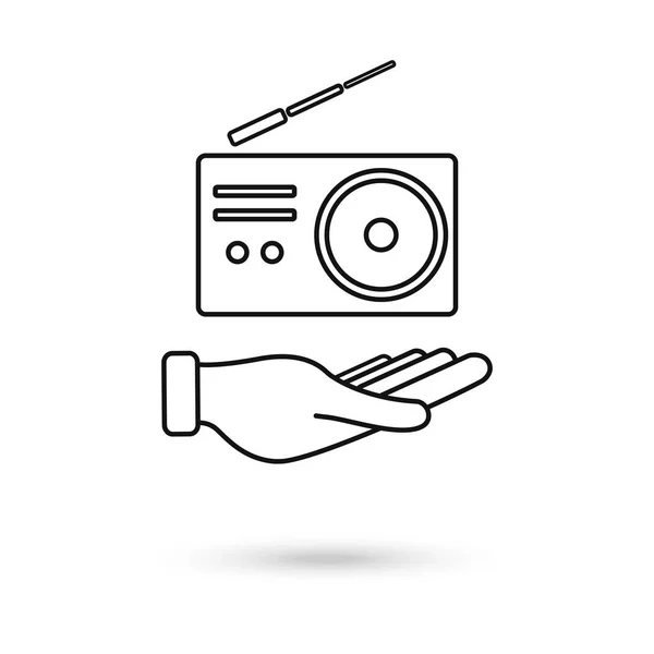 Mão Segurando Símbolo Rádio Design Plano Ilustração Vetorial — Vetor de Stock
