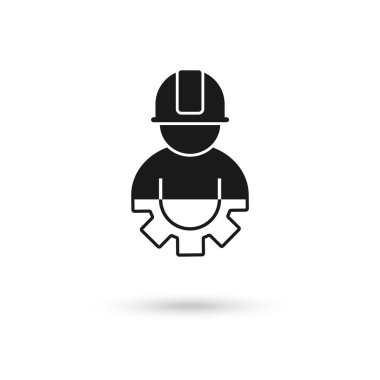 Worker safety helmet and gear, flat design icon clipart