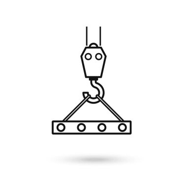 Turna kancası, kaldırma işi, kurulum çalışmaları, bina, tamamen düzenlenebilir vektör resim simgesi