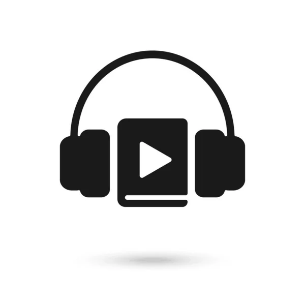 Audiolivros Conceito Aprendizagem Line Representado Pelo Ícone Livro Fone Ouvido — Vetor de Stock