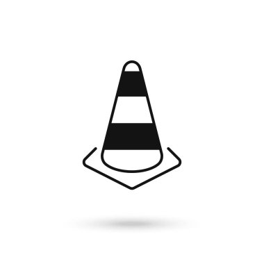 Trafik Konisi Beyaz Üzerine Düz Simge.