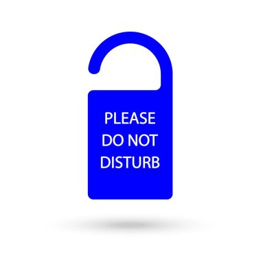 Rahatsız Etmeyin İşareti - Mavi Otel Kapı Uyarı İletileri beyaz arkaplanda izole edildi