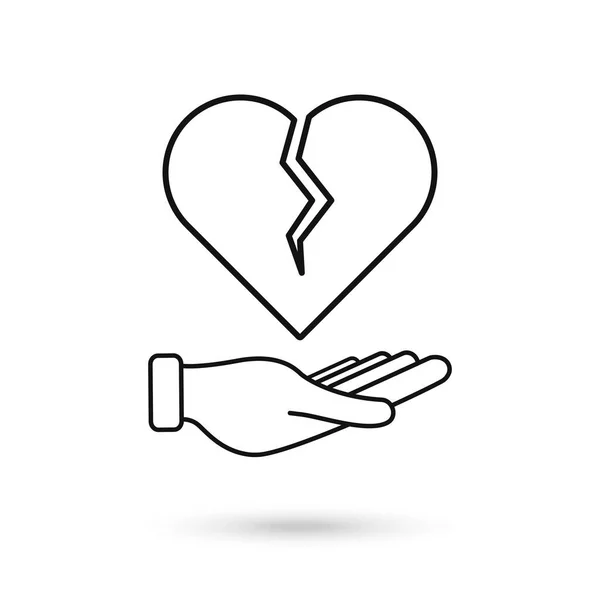 Hand Halten Gebrochenes Herz Symbol Vektor Moderne Flache Vektordarstellung Für — Stockvektor
