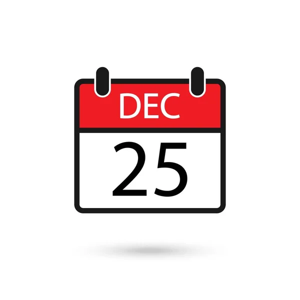 Icono Calendario Rojo Diciembre Icono Dignificación Plana — Archivo Imágenes Vectoriales