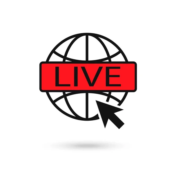Globe Live News Wektor Ikony Zarys Globe Live News Sign — Wektor stockowy