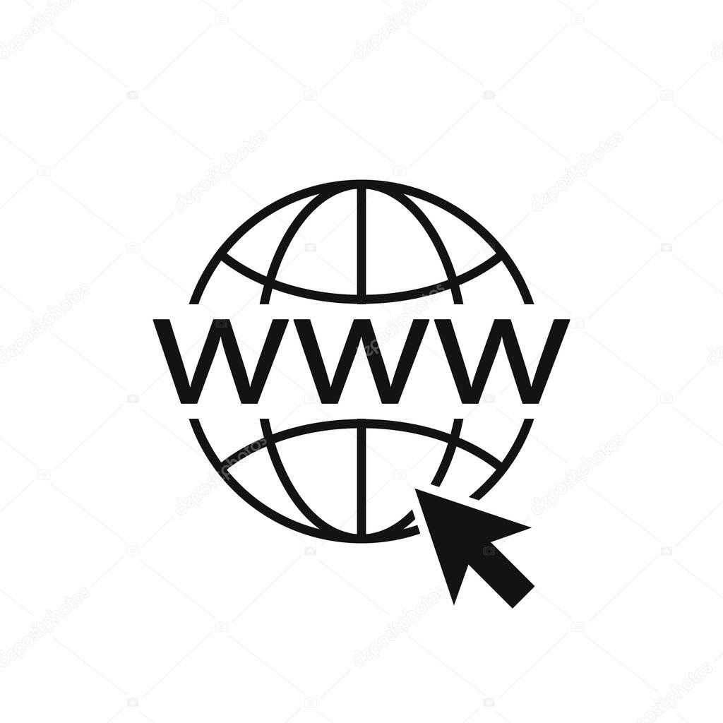 WWW flat icon. Vector concept illustration. World Wide Web icon.