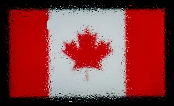 Gotas Água Fundo Bandeira Canadá Profundidade Campo Rasa Foco Seletivo — Fotografia de Stock