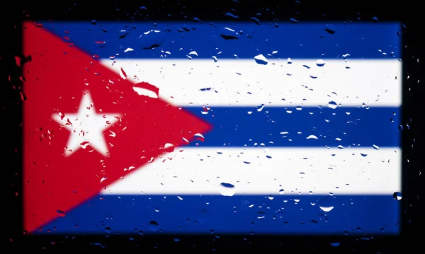 Gotas Agua Fondo Bandera Cuba Profundidad Campo Superficial Enfoque Selectivo — Foto de Stock