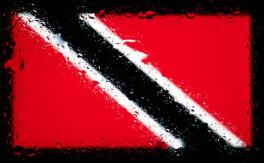 Trinidad ve Tobago 'nun arka planında su damlaları var. Yüzeyin derinliği. Seçici odaklanma. Ayarlanmış.