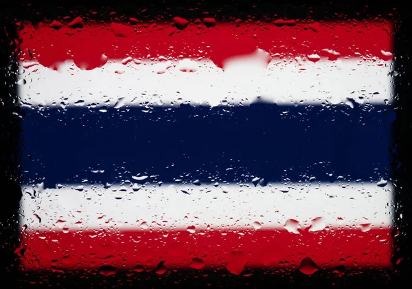 Gotas Água Sobre Fundo Bandeira Tailândia Profundidade Campo Rasa Foco — Fotografia de Stock