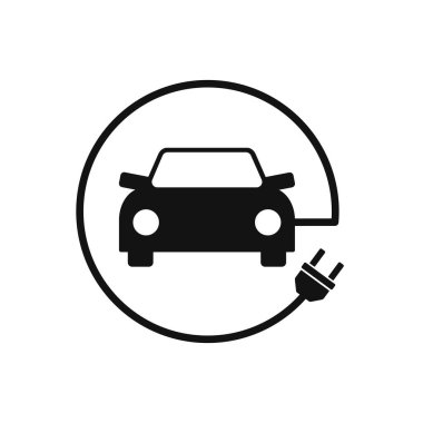 Elektrikli Araç Şarj İstasyonu İşareti. Düz biçim