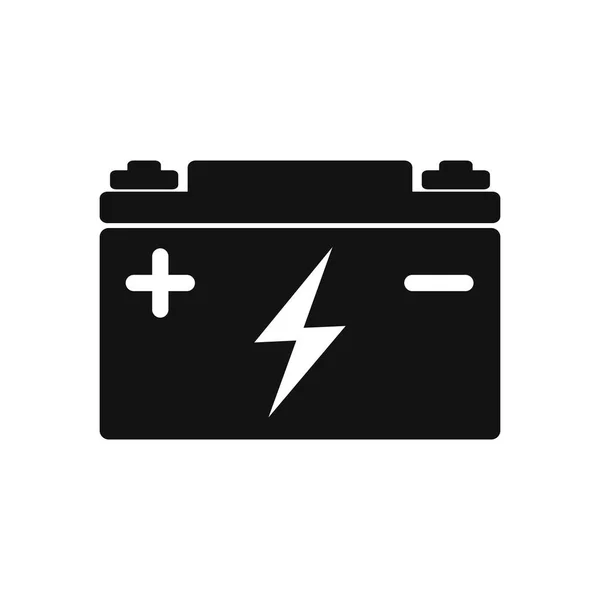 Einfache Schwarze Autobatterie Web Ikone Mit Blitz Symbol Flaches Design — Stockvektor