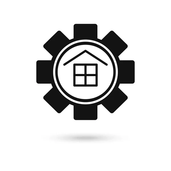 Startseite Gear Logo Design Template Inspiration Vektorillustration — Stockvektor