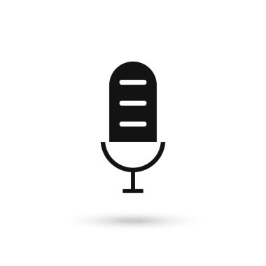 Mikrofon simgesi. Sözcü sembolü. Canlı müzik. Düz tasarım