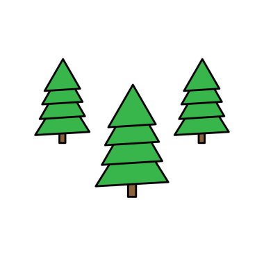 Firavun Noel ağaçları düz çizgi ikonu. Ekoloji logosu. Doğa çizimi, orman sembolü..