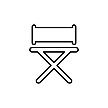 Kamp koltuğu vektör simgesi beyaz arkaplanda izole edildi. Vektör illüstrasyon simgesi mobil, ui, web için kullanılabilir